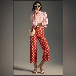 Maeve The Colette Cropped Wide-Leg Seashell Pants By Anthropologie Size 24